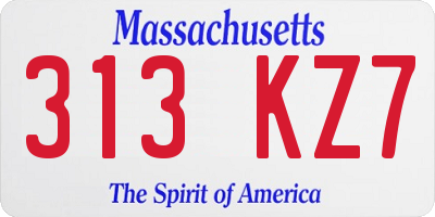 MA license plate 313KZ7