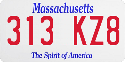 MA license plate 313KZ8