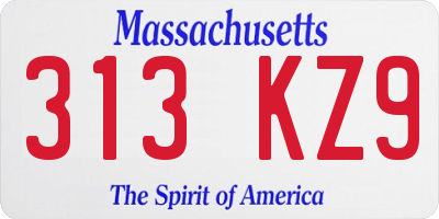 MA license plate 313KZ9