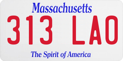 MA license plate 313LA0