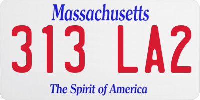 MA license plate 313LA2