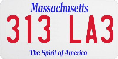 MA license plate 313LA3