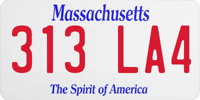 MA license plate 313LA4