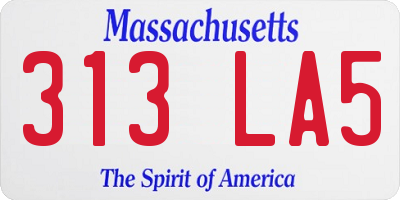 MA license plate 313LA5