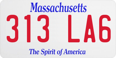 MA license plate 313LA6