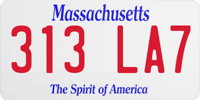 MA license plate 313LA7