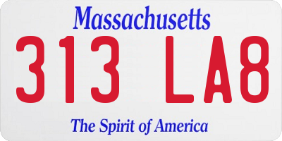 MA license plate 313LA8