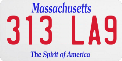 MA license plate 313LA9