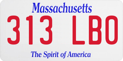 MA license plate 313LB0