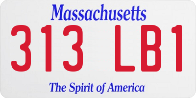 MA license plate 313LB1