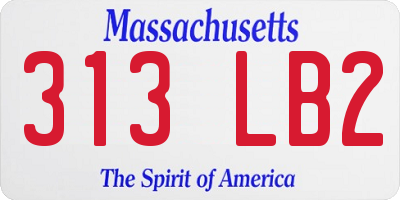 MA license plate 313LB2