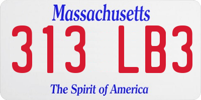 MA license plate 313LB3