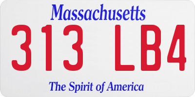 MA license plate 313LB4