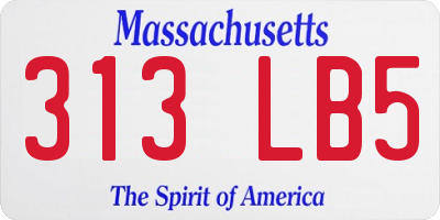 MA license plate 313LB5