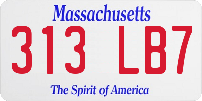 MA license plate 313LB7