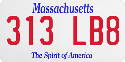 MA license plate 313LB8