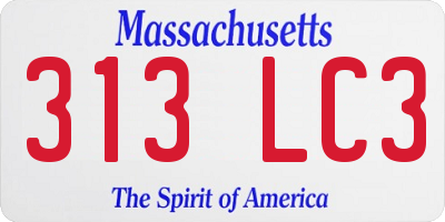 MA license plate 313LC3