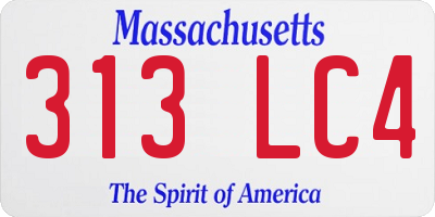 MA license plate 313LC4