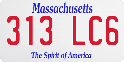 MA license plate 313LC6