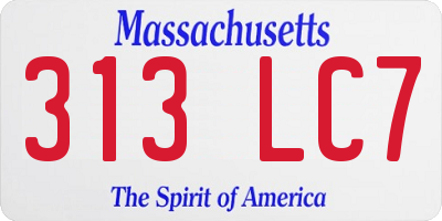 MA license plate 313LC7