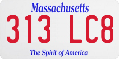 MA license plate 313LC8