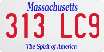 MA license plate 313LC9
