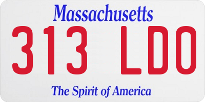 MA license plate 313LD0