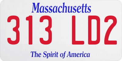 MA license plate 313LD2