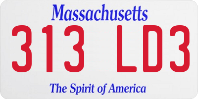 MA license plate 313LD3