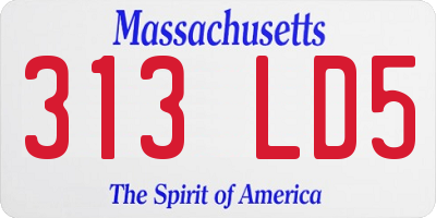 MA license plate 313LD5