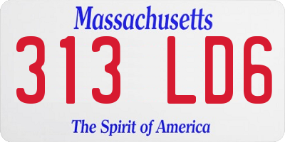 MA license plate 313LD6