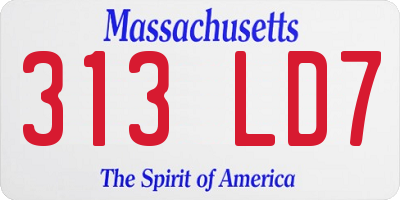 MA license plate 313LD7