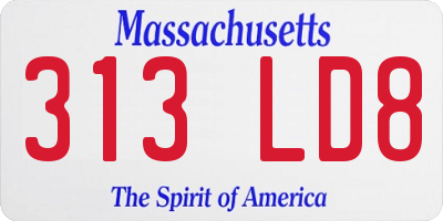 MA license plate 313LD8