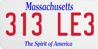 MA license plate 313LE3