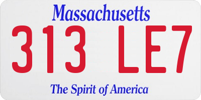 MA license plate 313LE7