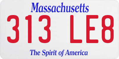 MA license plate 313LE8