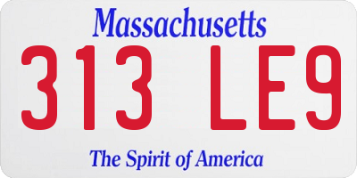 MA license plate 313LE9
