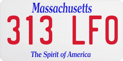 MA license plate 313LF0