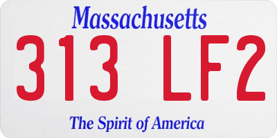 MA license plate 313LF2