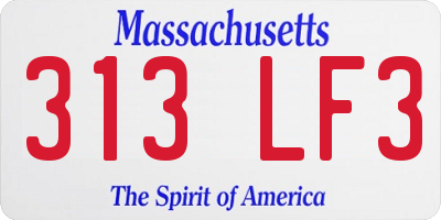 MA license plate 313LF3