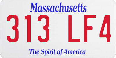 MA license plate 313LF4
