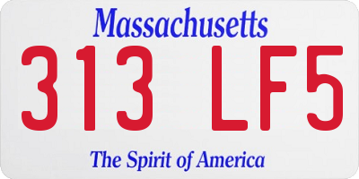 MA license plate 313LF5