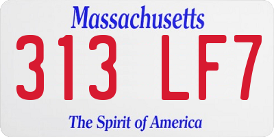MA license plate 313LF7