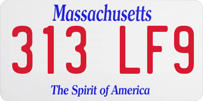 MA license plate 313LF9
