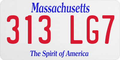 MA license plate 313LG7