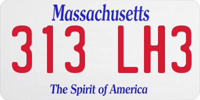 MA license plate 313LH3
