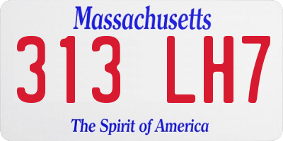 MA license plate 313LH7