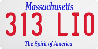 MA license plate 313LI0