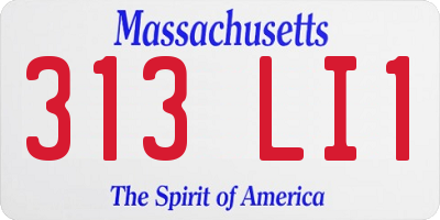 MA license plate 313LI1