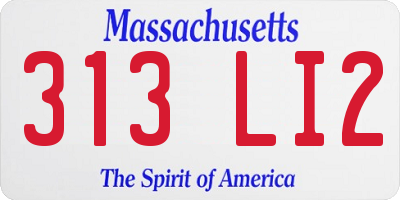MA license plate 313LI2